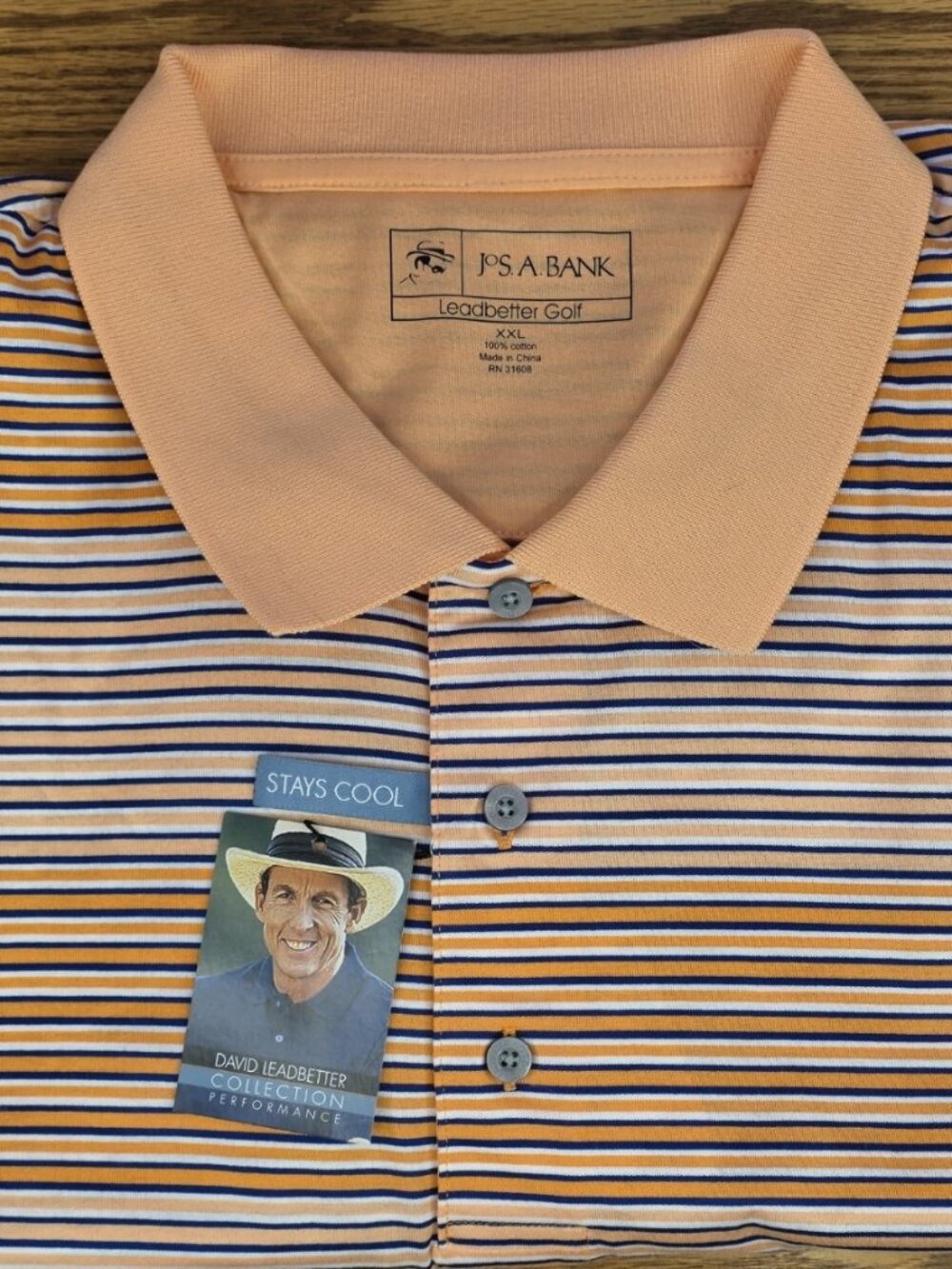 JoS  Bank David Leadbetter Golf Polo in Orange and size XXL